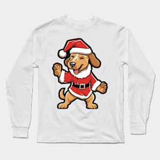 Cartoon Christmas Beagle Dog Dancing Long Sleeve T-Shirt